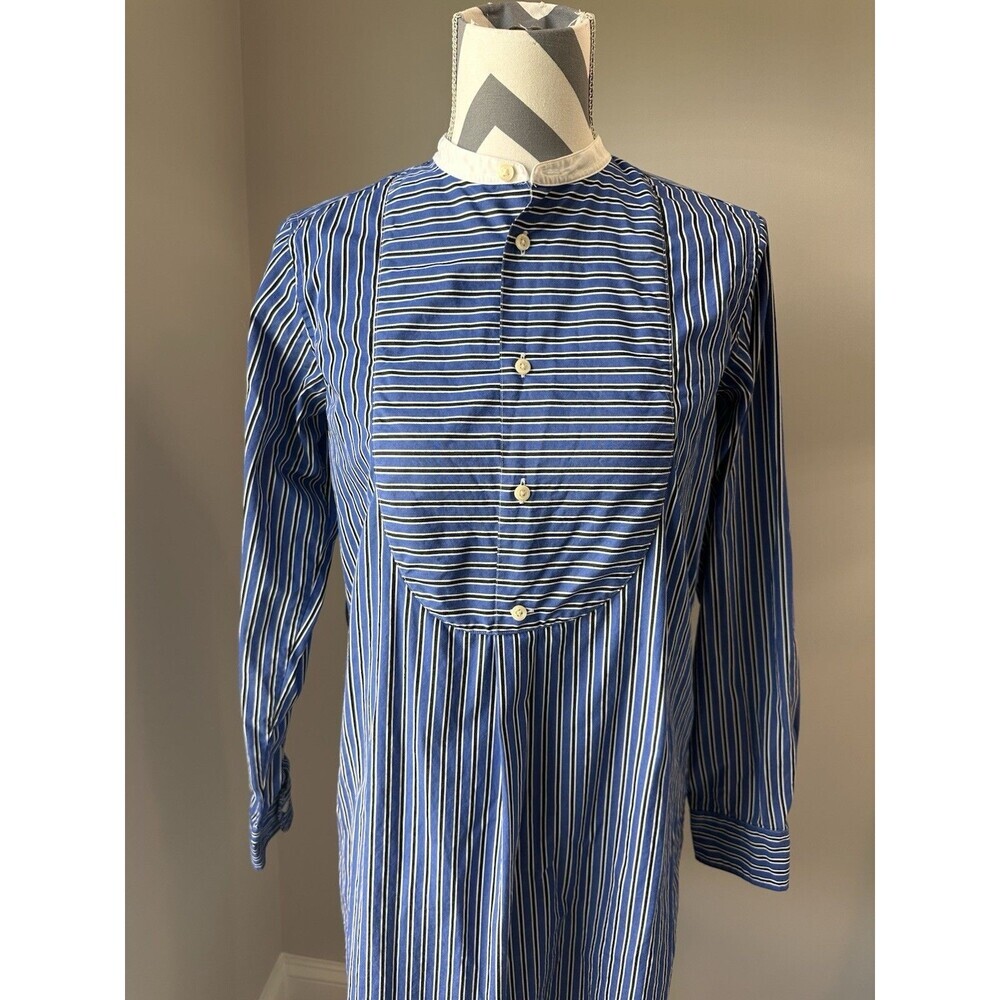 Polo Ralph Lauren Blue Striped Tuxedo Shirt Dress Cotton Bib Front Size 6 GUC